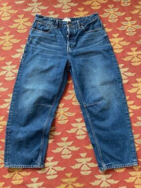 Madewell Curvy Darted Barrel Leg Dark Blue Denim Jeans